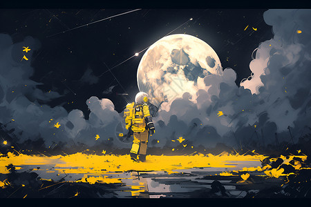 月球散步的宇航员背景图片