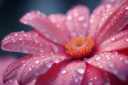菊花盛开花瓣上的水滴背景