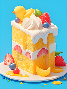 水果奶油蛋糕切块背景图片