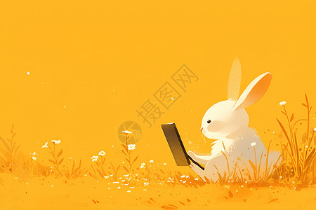 兔子仰天阅读背景图片
