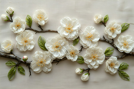 精致的白梅花艺术品背景图片