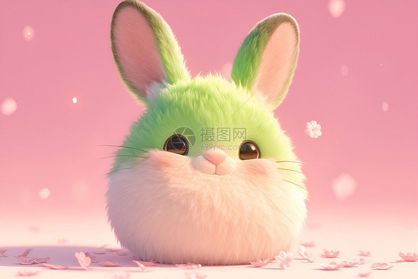 一只绿色的兔子图片