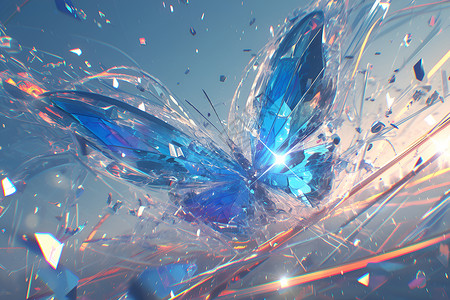 飞翔中的蓝色蝴蝶背景图片