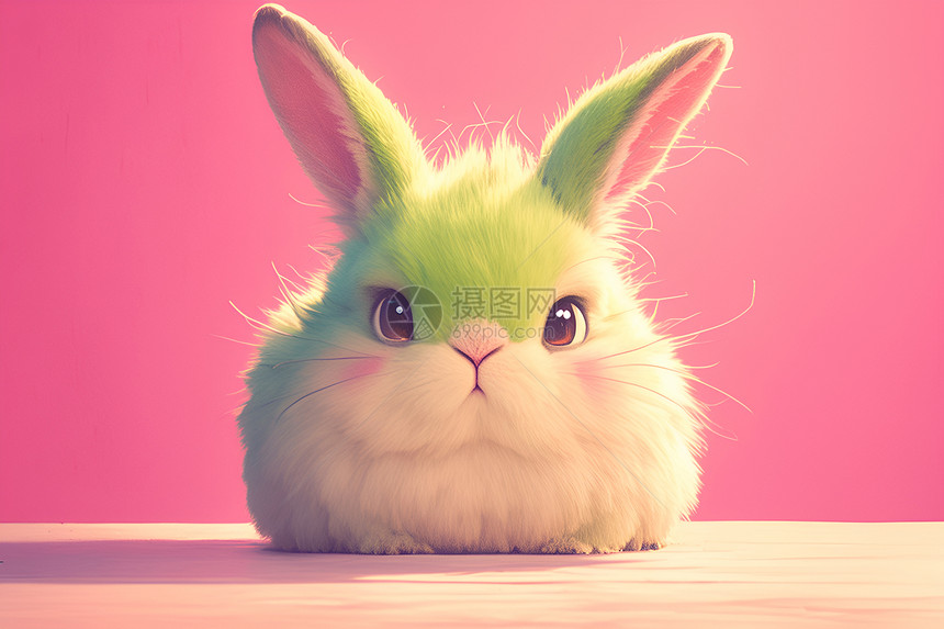 毛绒绿兔子图片