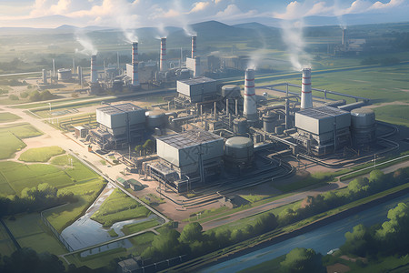 污染的城市工厂背景图片
