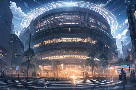 未来城市的大厦建筑背景图片
