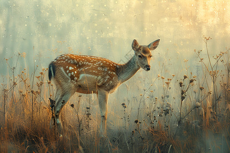 迷雾中的鹿背景图片