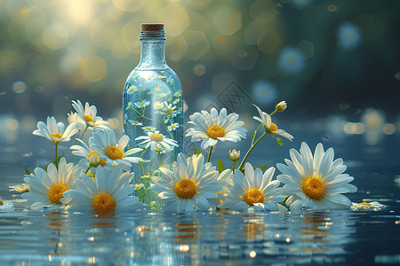 水瓶中的雏菊背景图片