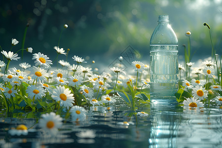 水与花雏菊与水瓶设计图片