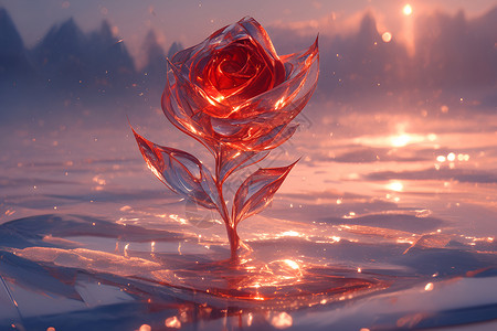 雪中冰玫瑰干玫瑰花瓣高清图片