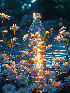 水瓶水中之光设计图片