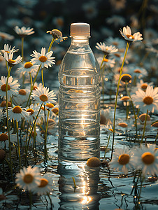 清澈的一瓶水背景图片