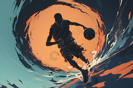 水中篮球手插画