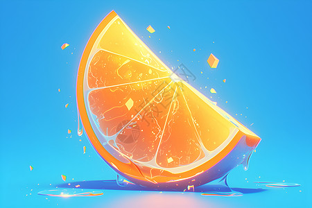 飞溅的水珠水中飞溅的橙片插画