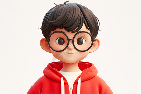 帅气小男孩戴眼镜的小男孩插画