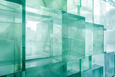 绿色玻璃几何方块玻璃插画