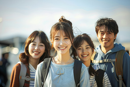 女人合影五人欢乐合影背景