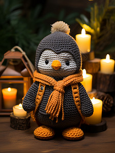 企鹅毛织玩具背景图片