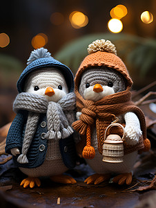 編織冬日编制的企鹅背景