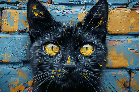暖心黑猫艺术墙背景图片