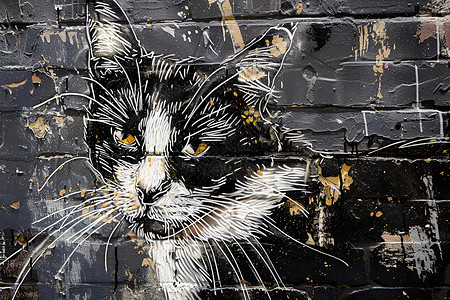 猫咪街头涂鸦背景图片