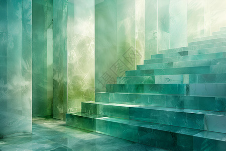 玻璃扶手楼梯室内的玻璃楼梯建筑插画