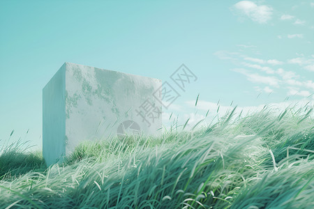 绿色草地上的石头背景图片