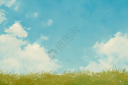 绘画的绿色草地背景图片