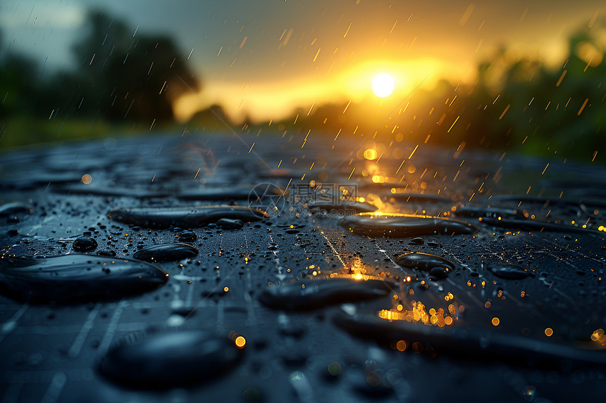 太阳能板上的雨水图片
