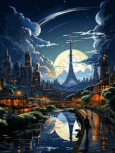 夜晚城市背景图片