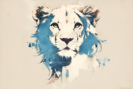 水彩点缀的狮子背景图片