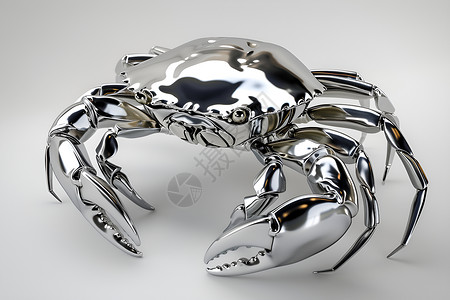 金属模型闪亮的银色金属螃蟹插画