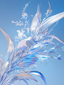 蓝白色花朵上的水滴背景图片