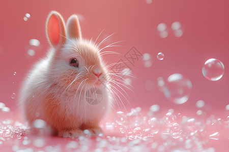 气泡中的可爱兔子背景图片