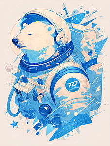太空探险中的北极熊背景图片