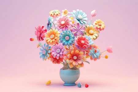 糖果色仙境花束背景图片