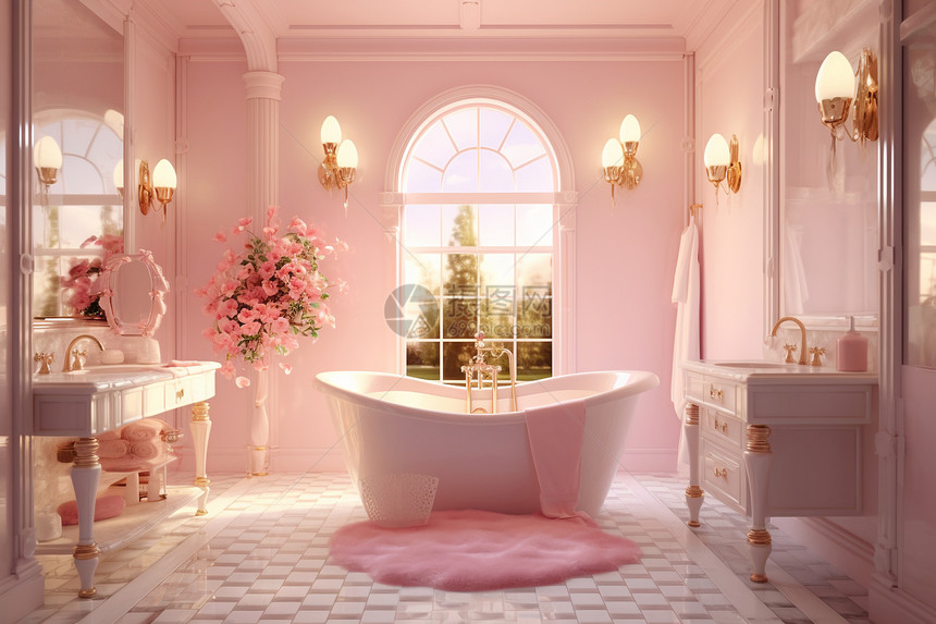 粉色卫生间图片