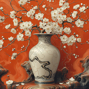 艳丽绘画流动的花瓶背景图片