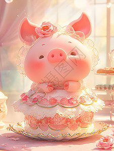 一只可爱的小猪背景图片