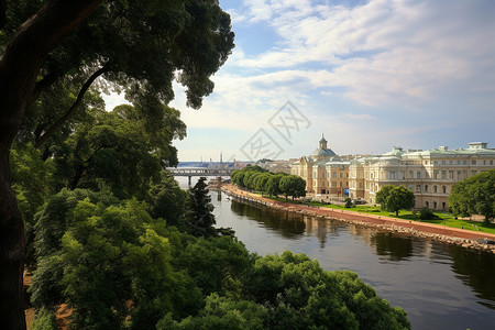 圣彼得堡河景公园背景图片