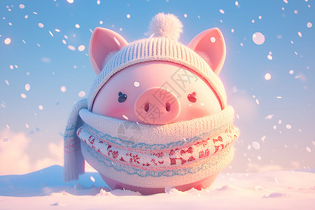 V领针织毛衣可爱的小猪插画插画