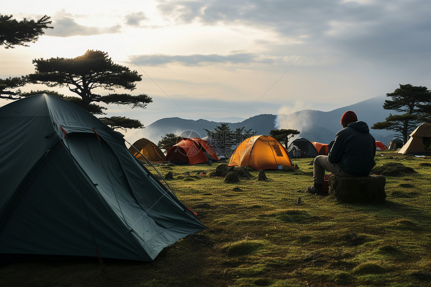 草地上的帐篷图片