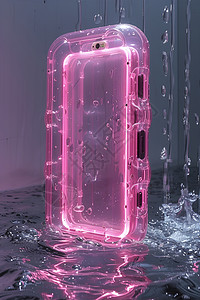 水面上的粉色手机壳背景图片