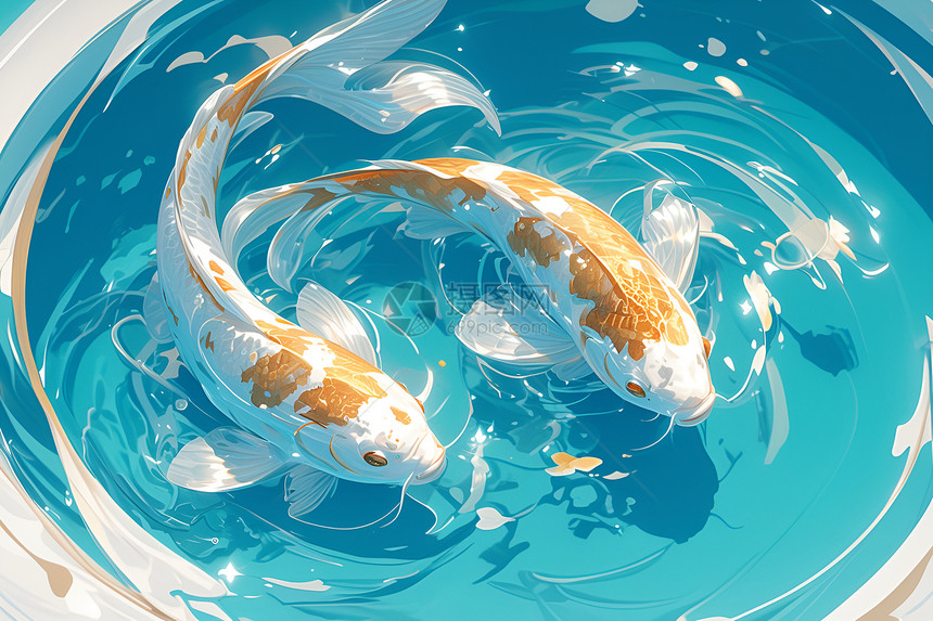 白金鲤鱼悠闲地游泳图片