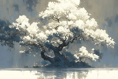 水墨的树背景图片