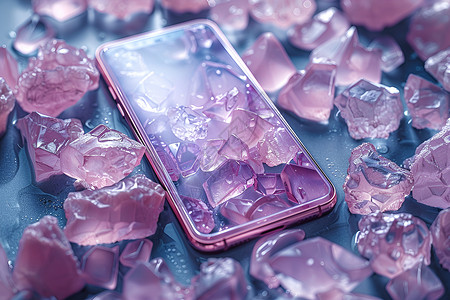 水晶中的手机背景图片