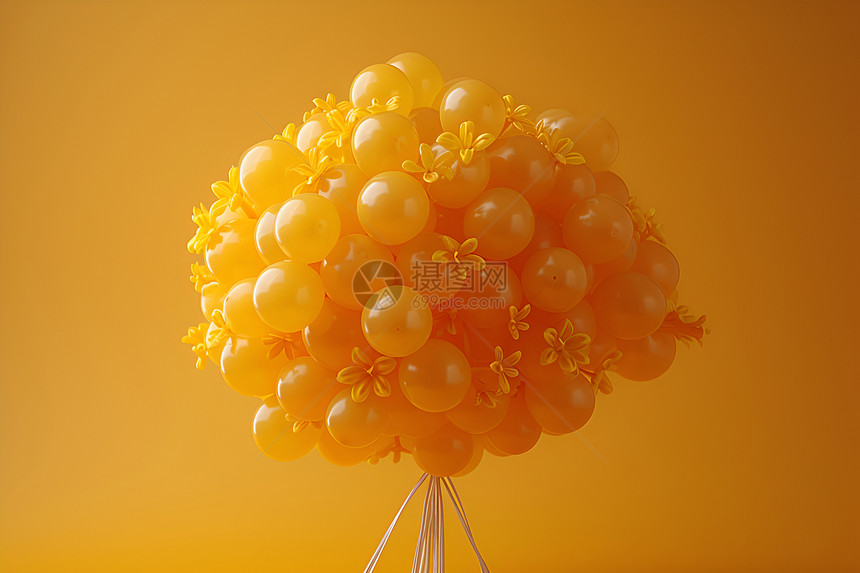 金黄色气球束图片