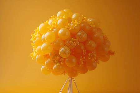 金黄色气球束背景图片