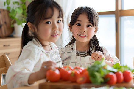 室内愉快的小女孩背景图片