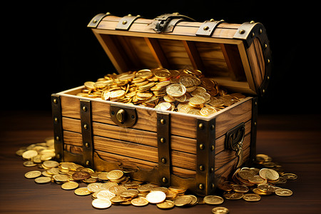 一箱子金币箱子中的货币背景